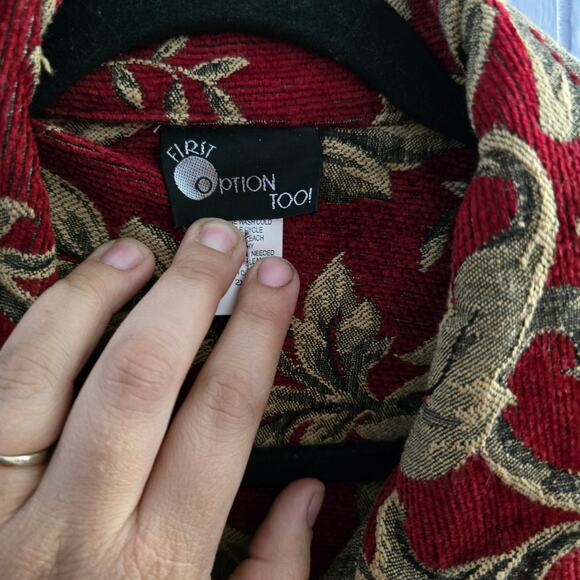 First Option Too! Vintage Floral Leaf atapestry Blazer size 2XL Office Unique - Picture 4 of 6